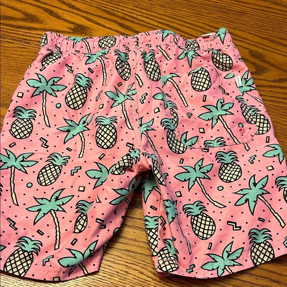 Boys Pineapple Print Swim Shorts - Pink